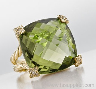 18k gold imitation jewelry fashion peridot jewelry 925 sterling silver jewelry