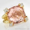 Morganite Cushion on Point Ring gold rings 925 sterling silver jewelry fashion jewelry