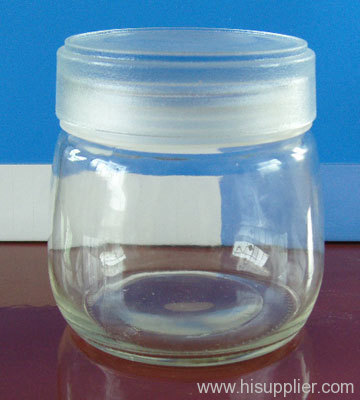transparent glass jar