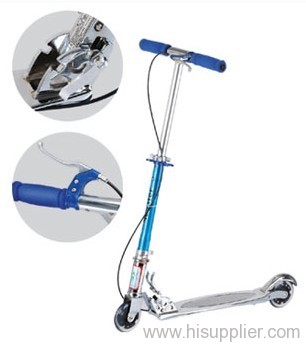 Full aluminum scooter with 100mm PU light wheels & hand brake