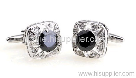 Shining Crystal Black Agate Cufflinks