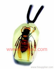 real wasp in man made insect amber necklace pendant Fashional Jewelry,so cool gift