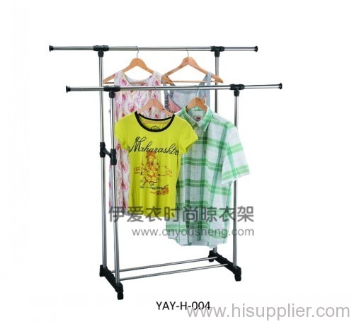 Double pole extandable clothes rack