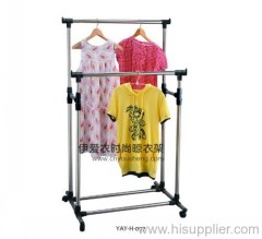 Double pole foldable clothes rack