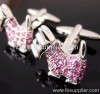 High-quality Pink Crystal Cufflinks