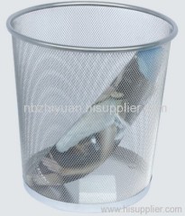 Silver Metal Mesh Garbage Bin