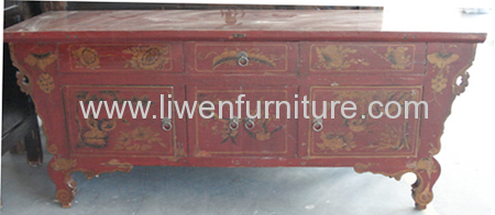 Old painted Gansu TV cabinet