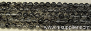 Black Rutilated Quartz Round Beads