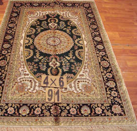 Persian Silk Rug/Carpet : 200 Lines Silk Rug