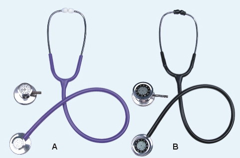 Single head stethoscope with clock