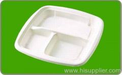 Disposable degradable sugarcane pulp party ware food tray