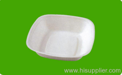 Disposable biodegradable sugarcane pulp dinnerware salad tray