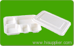 Decomposable sugarcane pulp party ware tray