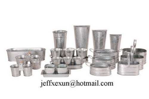 galvanized steel tall french flower pots