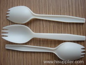 Disposable flatware corn starch fork and spoon