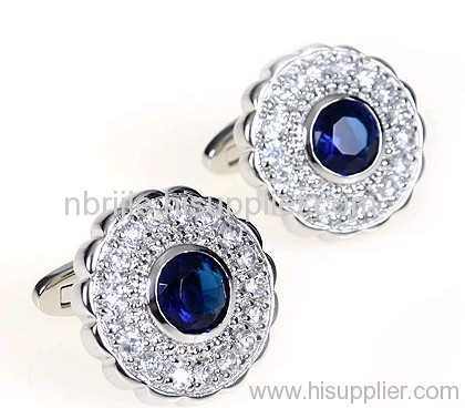 High-quality Blue Crystal Cuff links