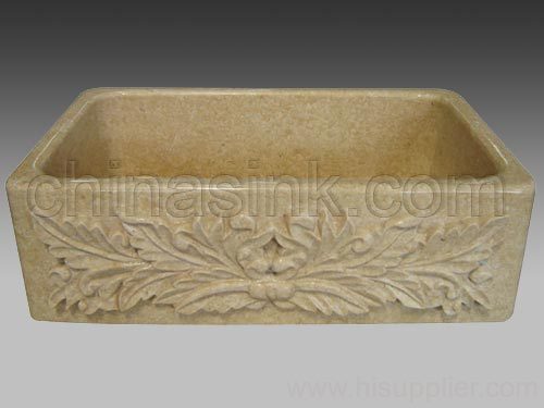 beige marble single bowl italy carving kitchen sink