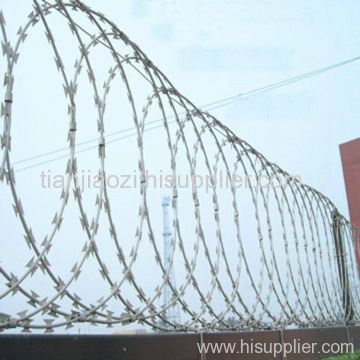 Crossed razor barbed wire netting