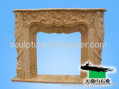 Flower Carved Fireplace