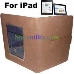 ipad backup battery solar charger, 4400mah, 5v/2a usb output, leather case