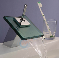 Square Glass Waterfall Basin Faucet
