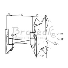 Swivel arm Aluminum LCD wall bracket