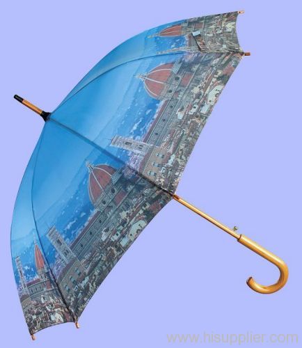 wooden auto open promotional umbrella