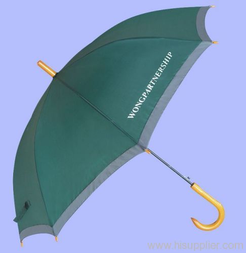 straight umbrella for promotion with wooden curved handle