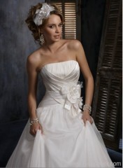 bridal dresses strapless neckline Full A line gown