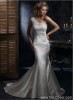 GEORGE BRIDE Ball Gown Strapless Beaded Bodice Satin Wedding Dress