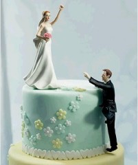 Climbing Groom And Victorious Bride Cake Topper