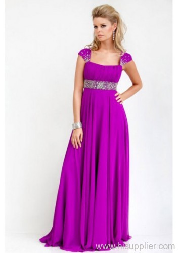 chiffon straight neckline prom dress