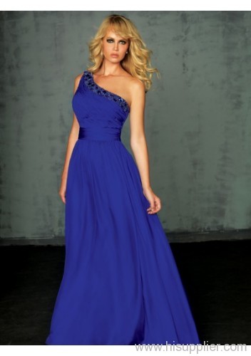 one shoulder evening dress