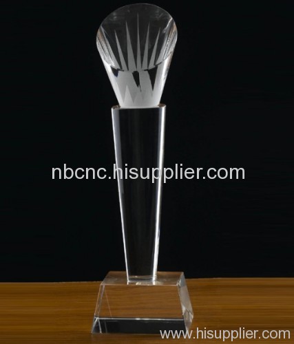 crystal trophy with engraved