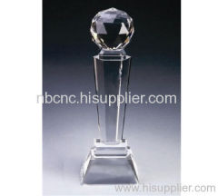 crystal trophy with ball on the top