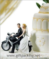 100% handwork polyresin Motorcycle "Get-away" Wedding Couple Figurine