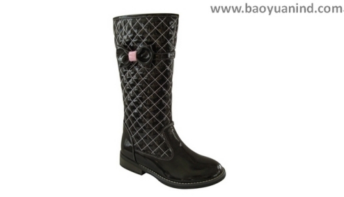 Children's Black Stitch PU Boots