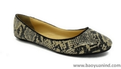 Women's Beige Snake PU Flat Shoes