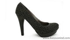 Women's Gray Laser Brushed Corduroy High Heel Platform Shoes