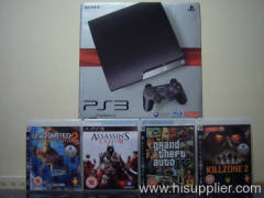 New Original Sony PlayStation3 250GB Slim +10 Games +2 DualShock3 Controllers