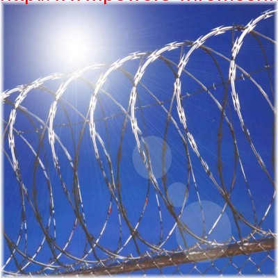 crossed stainless steel barbed wire