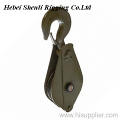 Single open hook pulley