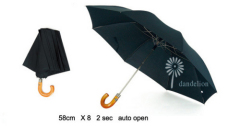 2-Fold auto wood Umbrella