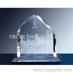 crystal award with 2d engraving