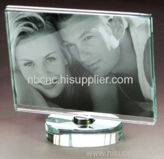 glass photo frame with round base