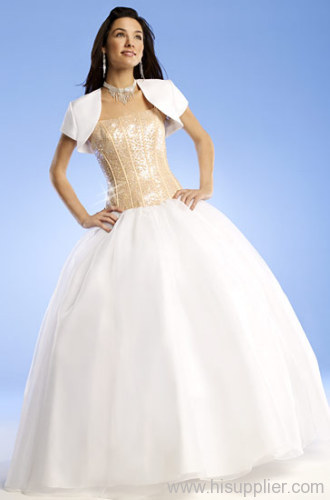 Elegant A-line Straplesss Floor-length Applique Beads Satin prom gown