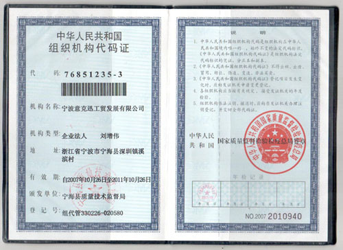 Organization Code Certificate