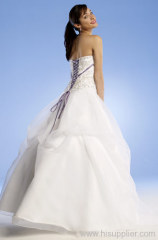 Elegant A-line Straplesss Floor-length Embroidery Beads prom gown