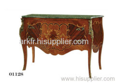 Bombe Commode Chest with marquetry & bronze & marble