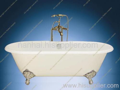 white cast iron bathtub